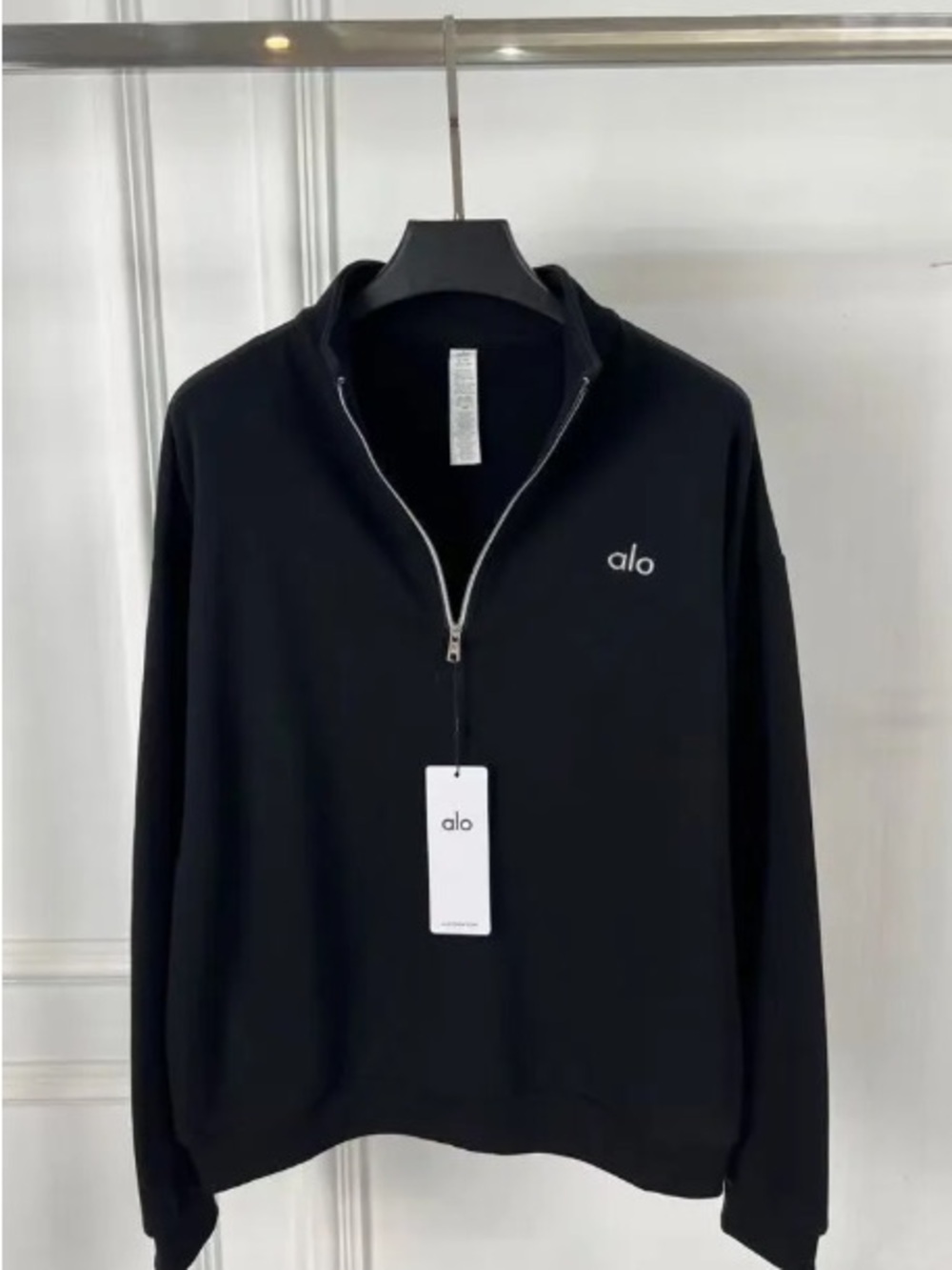 ALO Yoga Black Men's Quarter-Zip Sweater